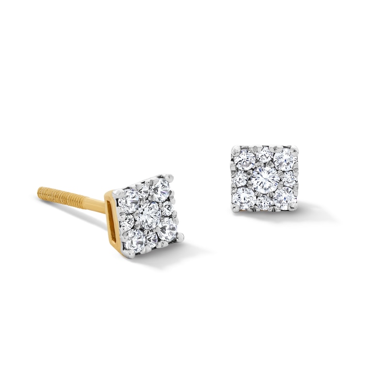 0.25 CT. T.W. Certified Lab-Grown Multi-Diamond Square Stud Earrings in 10K Gold (F/SI2)