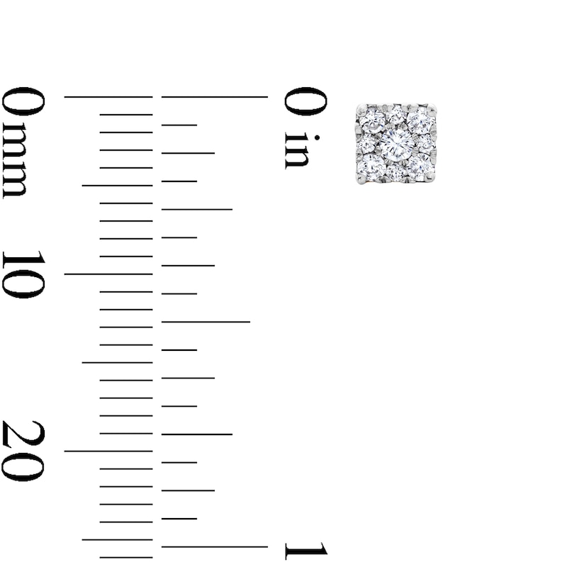 Main Image 2 of 0.25 CT. T.W. Certified Lab-Grown Multi-Diamond Square Stud Earrings in 10K Gold (F/SI2)
