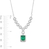 Thumbnail Image 3 of Emerald-Cut Lab-Created Emerald and White Lab-Created Sapphire “Y” Necklace and Drop Earrings Set in Sterling Silver
