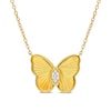 Thumbnail Image 1 of Marquise-Cut White Lab-Created Sapphire Butterfly Necklace in Sterling Silver with 18K Gold Plate - 17"
