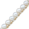 Thumbnail Image 3 of 5.5-6.0mm Button Freshwater Cultured Pearl and 0.45 CT. T.W. Diamond Tennis Bracelet in 10K Gold - 7.25"