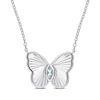 Thumbnail Image 1 of Marquise-Cut Aquamarine Butterfly Necklace in Sterling Silver - 17"