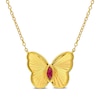 Thumbnail Image 1 of Marquise-Cut Lab-Created Ruby Butterfly Necklace in Sterling Silver with 18K Gold Plate - 17"
