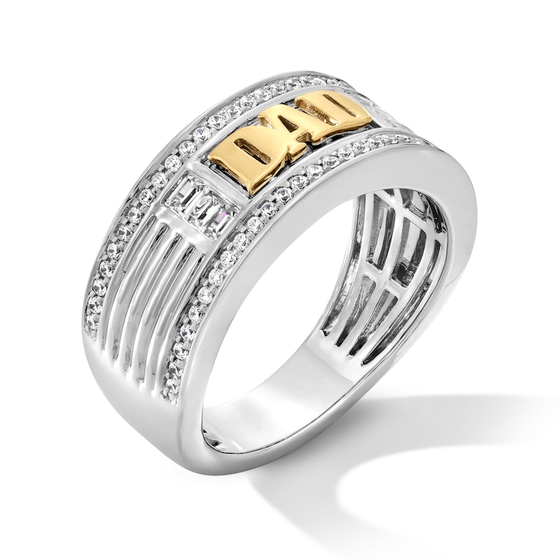 Main Image 3 of 0.50 CT. T.W. Certified Lab-Grown Diamond “DAD” Band in Sterling Silver and 14K Gold Plate (F/SI2)