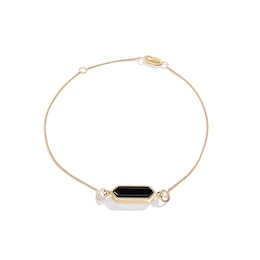 Limor Mindful Jewellery Guidestones Elongated Hexagon Onyx Sideways Solitaire Bracelet in 10K Gold - 8”
