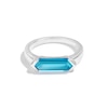 Thumbnail Image 2 of Limor Mindful Jewellery Guidestones Men's Elongated Hexagon Swiss Blue Topaz Sideways Solitaire Ring in 10K White Gold