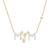 Thumbnail Image 1 of White Lab-Created Sapphire “MOM” Cheer Necklace in Sterling Silver with 14K Gold Plate