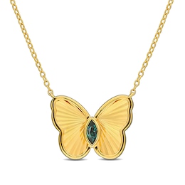 Marquise-Cut Lab-Created Alexandrite Butterfly Necklace in Sterling Silver with 18K Gold Plate - 17"