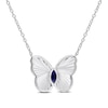 Thumbnail Image 1 of Marquise-Cut Blue Lab-Created Sapphire Butterfly Necklace in Sterling Silver - 17"