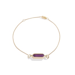 Limor Mindful Jewellery Guidestones Elongated Hexagon Amethyst Sideways Solitaire Bracelet in 10K Gold - 8”