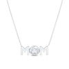 Thumbnail Image 1 of White Lab-Created Sapphire “MOM” Volleyball Necklace in Sterling Silver - 17”