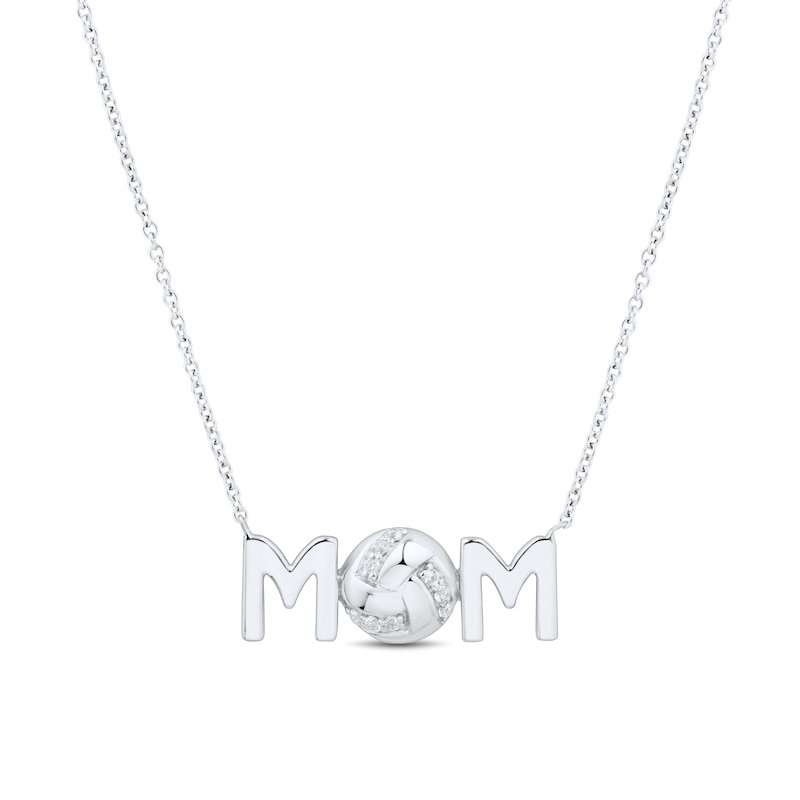 Main Image 1 of White Lab-Created Sapphire “MOM” Volleyball Necklace in Sterling Silver - 17”