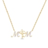 Thumbnail Image 1 of Pink Lab-Created Sapphire “MOM” Ballerina Necklace in Sterling Silver with 14K Gold Plate