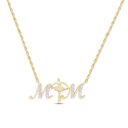 Pink Lab-Created Sapphire “MOM” Ballerina Necklace in Sterling Silver with 14K Gold Plate