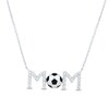 Thumbnail Image 1 of Hexagon-Shaped Onyx and White Lab-Created Sapphire “MOM” Soccer Necklace in Sterling Silver - 17”