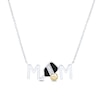 Thumbnail Image 1 of Onyx and White Lab-Created Sapphire “MOM” Pickleball Necklace in Sterling Silver and 10K Gold - 17”