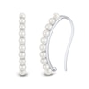 Thumbnail Image 1 of Oval Freshwater Cultured Pearl Half-Hoop Threader Earrings in Sterling Silver