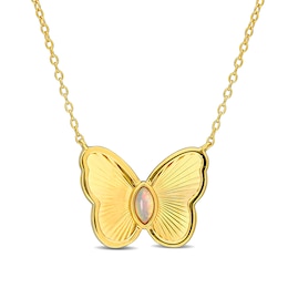 Marquise-Shaped Opal Butterfly Necklace in Sterling Silver with 18K Gold Plate - 17"