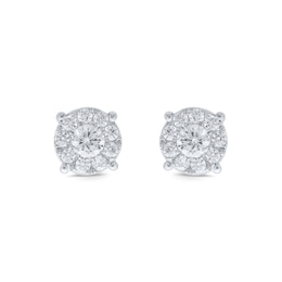 0.95 CT. T.W. Diamond Frame Stud Earrings in 10K White Gold