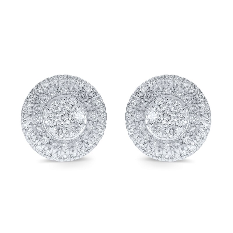 1.45 CT. T.W. Multi-Diamond Double Frame Stud Earrings in 10K Gold