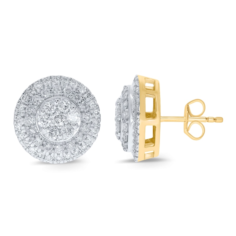 1.45 CT. T.W. Multi-Diamond Double Frame Stud Earrings in 10K Gold