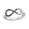 Thumbnail Image 1 of 0.18 CT. T.W. Black, White and Champagne Diamond Infinity Ring in Sterling Silver