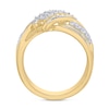 Thumbnail Image 2 of 0.95 CT. T.W. Baguette and Round Diamond Bypass Crossover Ring in Sterling Silver with 14K Gold Plate