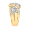 Thumbnail Image 3 of 0.95 CT. T.W. Baguette and Round Diamond Bypass Crossover Ring in Sterling Silver with 14K Gold Plate