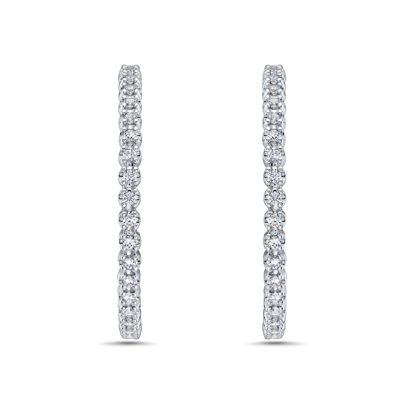 1.95 CT. T.W. Diamond Scallop Inside-Out Hoop Earrings in 10K White Gold