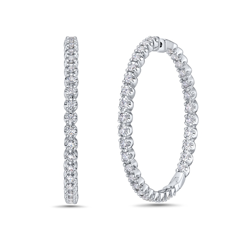 1.95 CT. T.W. Diamond Scallop Inside-Out Hoop Earrings in 10K White Gold