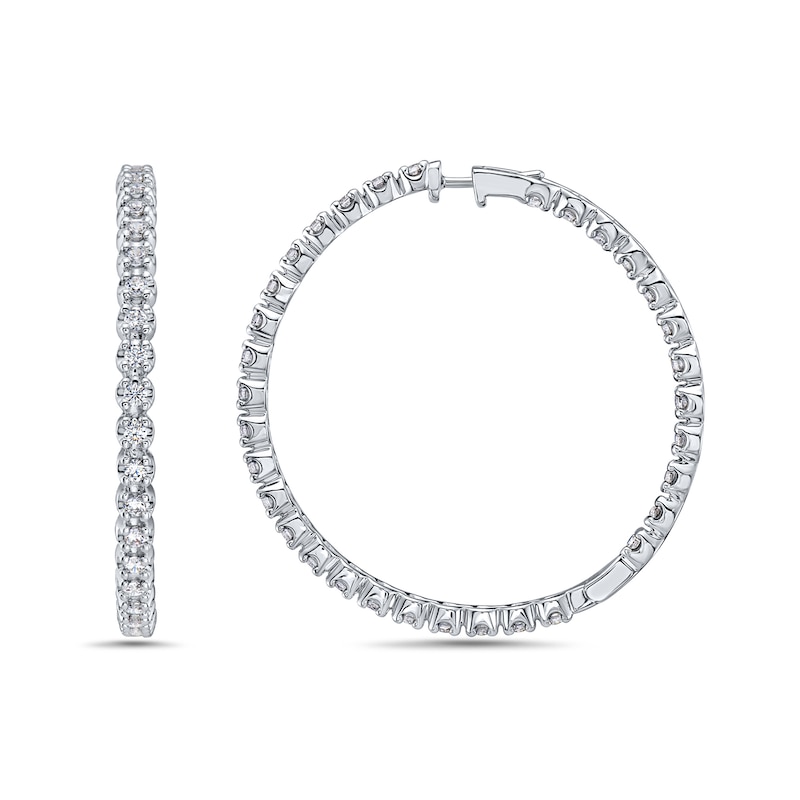 1.95 CT. T.W. Diamond Scallop Inside-Out Hoop Earrings in 10K White Gold