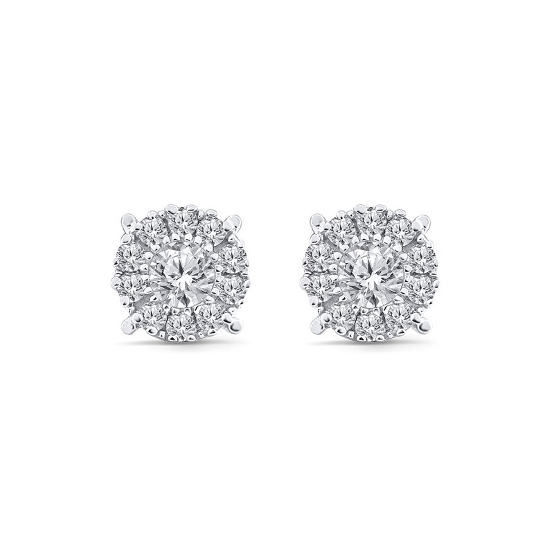 Main Image 1 of 0.23 CT. T.W. Diamond Frame Stud Earrings in 10K White Gold