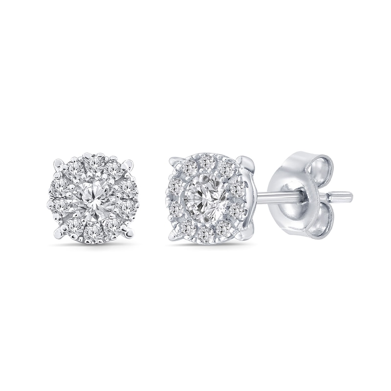 Main Image 2 of 0.23 CT. T.W. Diamond Frame Stud Earrings in 10K White Gold
