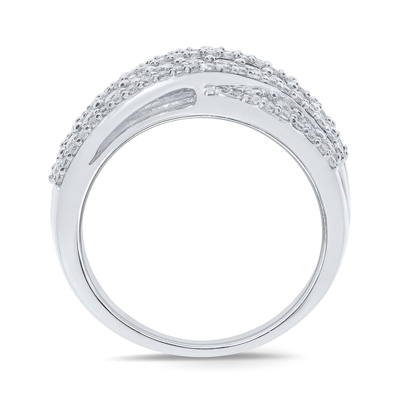 0.95 CT. T.W. Diamond Multi-Row Crossover Band in 10K White Gold