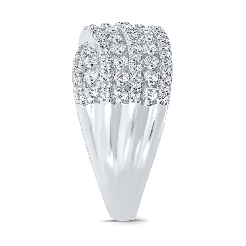 0.95 CT. T.W. Diamond Multi-Row Crossover Band in 10K White Gold