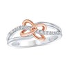 Thumbnail Image 1 of 0.115 CT. T.W. Diamond Intertwined Double Heart Ring in Sterling Silver and 10K Rose Gold