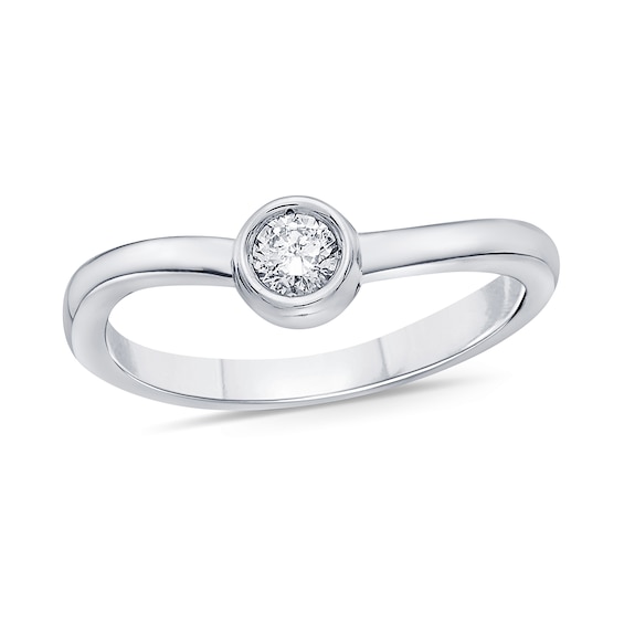 012 CT Diamond BezelSet Solitaire Curve Ring in Sterling Silver