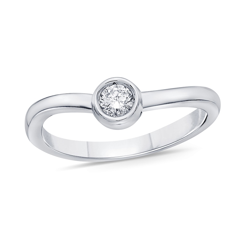 0.12 CT. Diamond Bezel-Set Solitaire Curve Ring in Sterling Silver