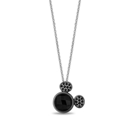 Disney Treasures Mickey Mouse Onyx and 0.145 CT. T.W. Black Diamond Pendant in Sterling Silver - 19"