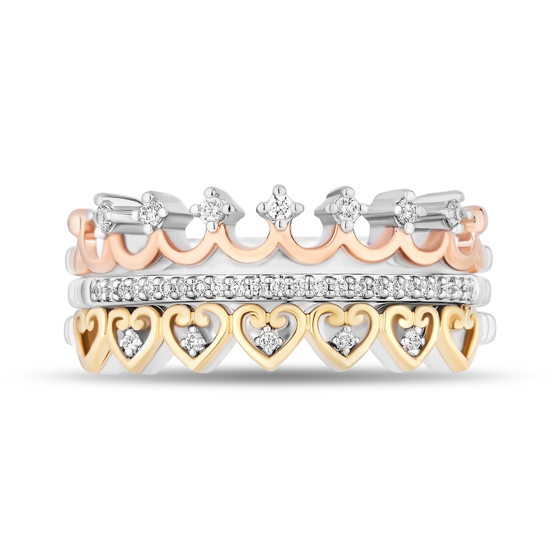 Enchanted Disney Majestic Princess 0.145 CT. T.W. Diamond Three-Piece Ring Set in Sterling Silver and 10K Two-Tone Gold