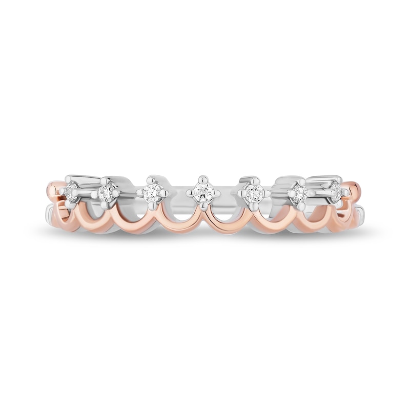 Enchanted Disney Majestic Princess 0.145 CT. T.W. Diamond Three-Piece Ring Set in Sterling Silver and 10K Two-Tone Gold