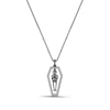 Thumbnail Image 1 of Disney Treasures Hocus Pocus 0.145 CT. T.W. Diamond Skeleton in Coffin Pendant in Black Sterling Silver - 19"