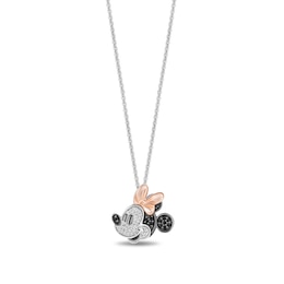 Disney Treasures Minnie Mouse 0.145 CT. T.W. Black and White Diamond Pendant in Sterling Silver and 10K Rose Gold - 19"
