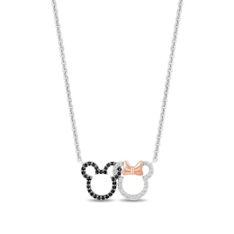 Disney Treasures Minnie & Mickey Mouse 0.23 CT. T.W. Diamond Necklace in Sterling Silver and 10K Rose Gold
