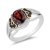 Thumbnail Image 1 of Disney Treasures The Lion King Oval Garnet and 0.115 CT. T.W. Diamond Ring in Sterling Silver and 10K Gold