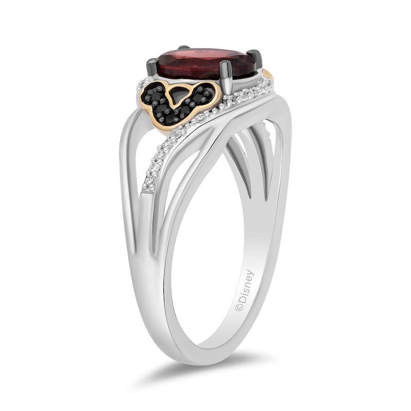 Main Image 2 of Disney Treasures The Lion King Oval Garnet and 0.115 CT. T.W. Diamond Ring in Sterling Silver and 10K Gold