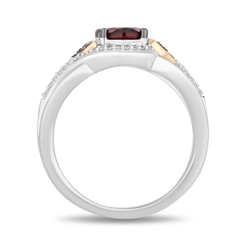 Main Image 3 of Disney Treasures The Lion King Oval Garnet and 0.115 CT. T.W. Diamond Ring in Sterling Silver and 10K Gold