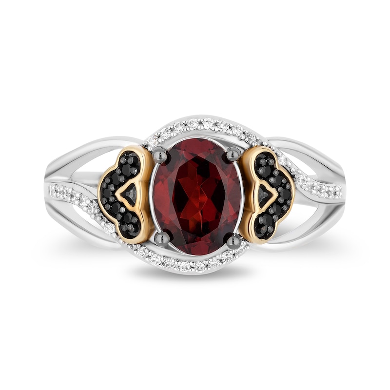 Main Image 4 of Disney Treasures The Lion King Oval Garnet and 0.115 CT. T.W. Diamond Ring in Sterling Silver and 10K Gold