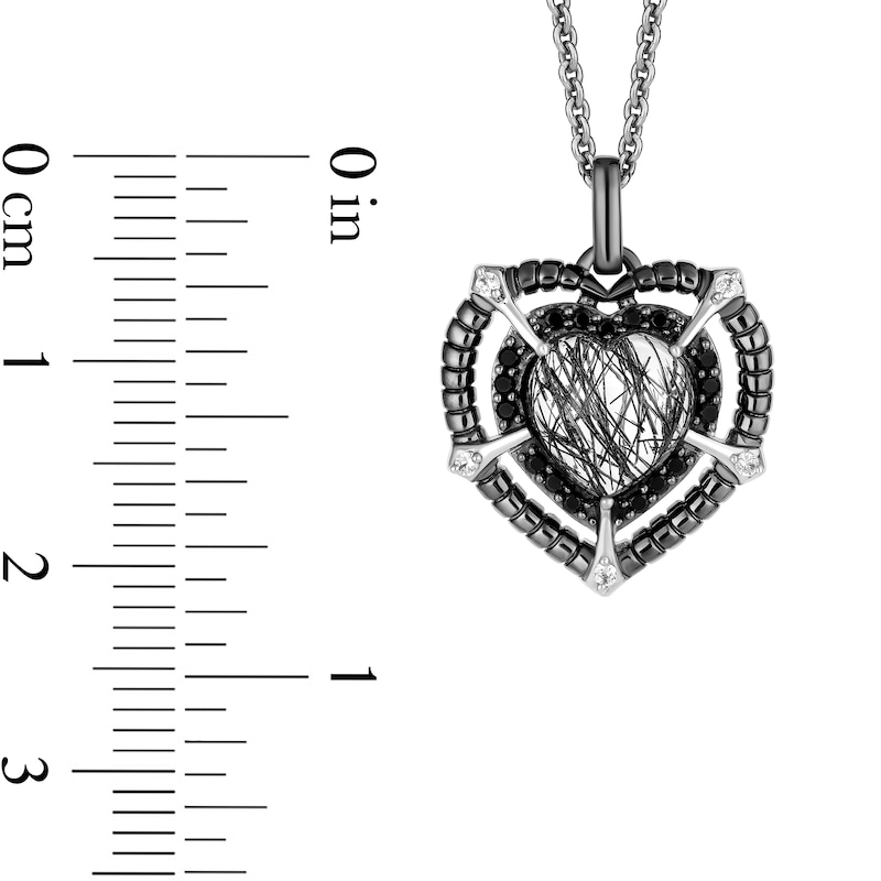 Enchanted Disney Villains Maleficent Heart-Shaped Quartz and 0.145 CT. T.W. Diamond Pendant in Sterling Silver - 19”