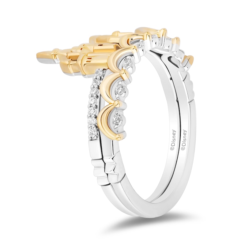 Enchanted Disney Belle 0.085 CT. T.W. Diamond Castle Two-Piece Ring Set in Sterling Silver and 10K Gold